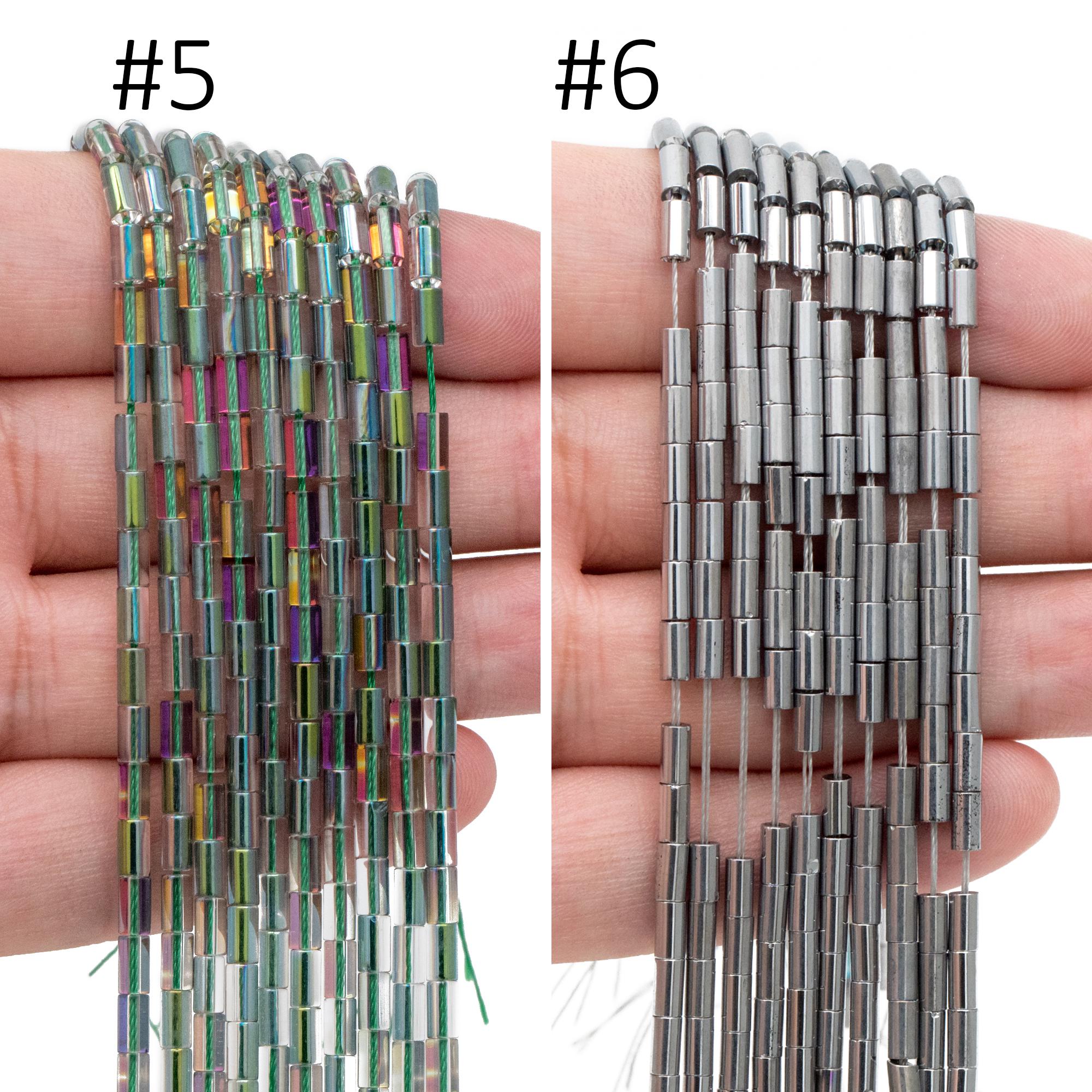 70pcs Sparkly Tube Glass beads 5x3mm, Crystal Stick beads, Multi Smooth Colors to Choose (TS-135)